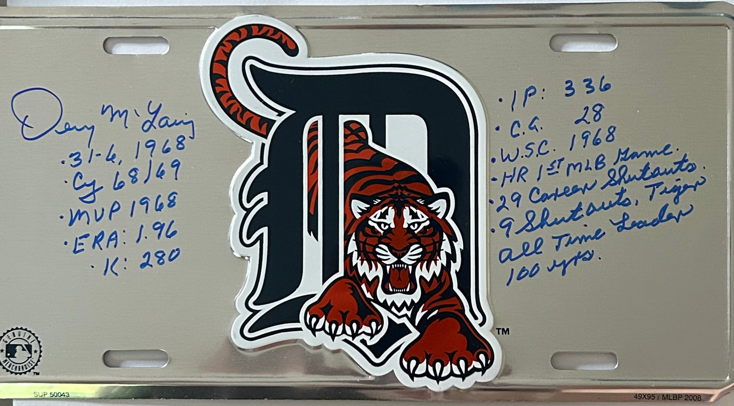 Autographed Detroit Tigers MLB Chrome License Plate