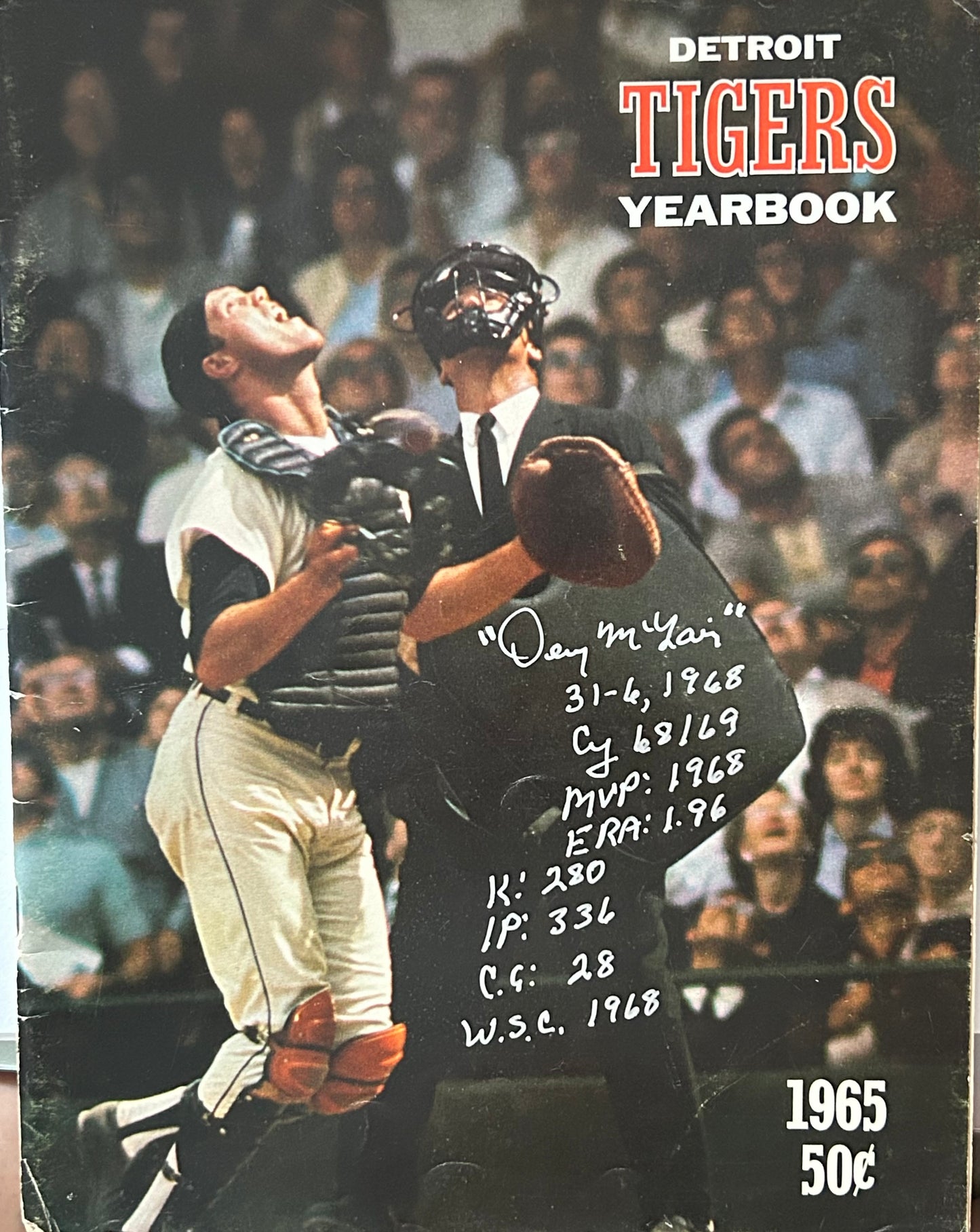 Autographed Detroit Tigers 1965 MLB yearbook - Tiger Stadium