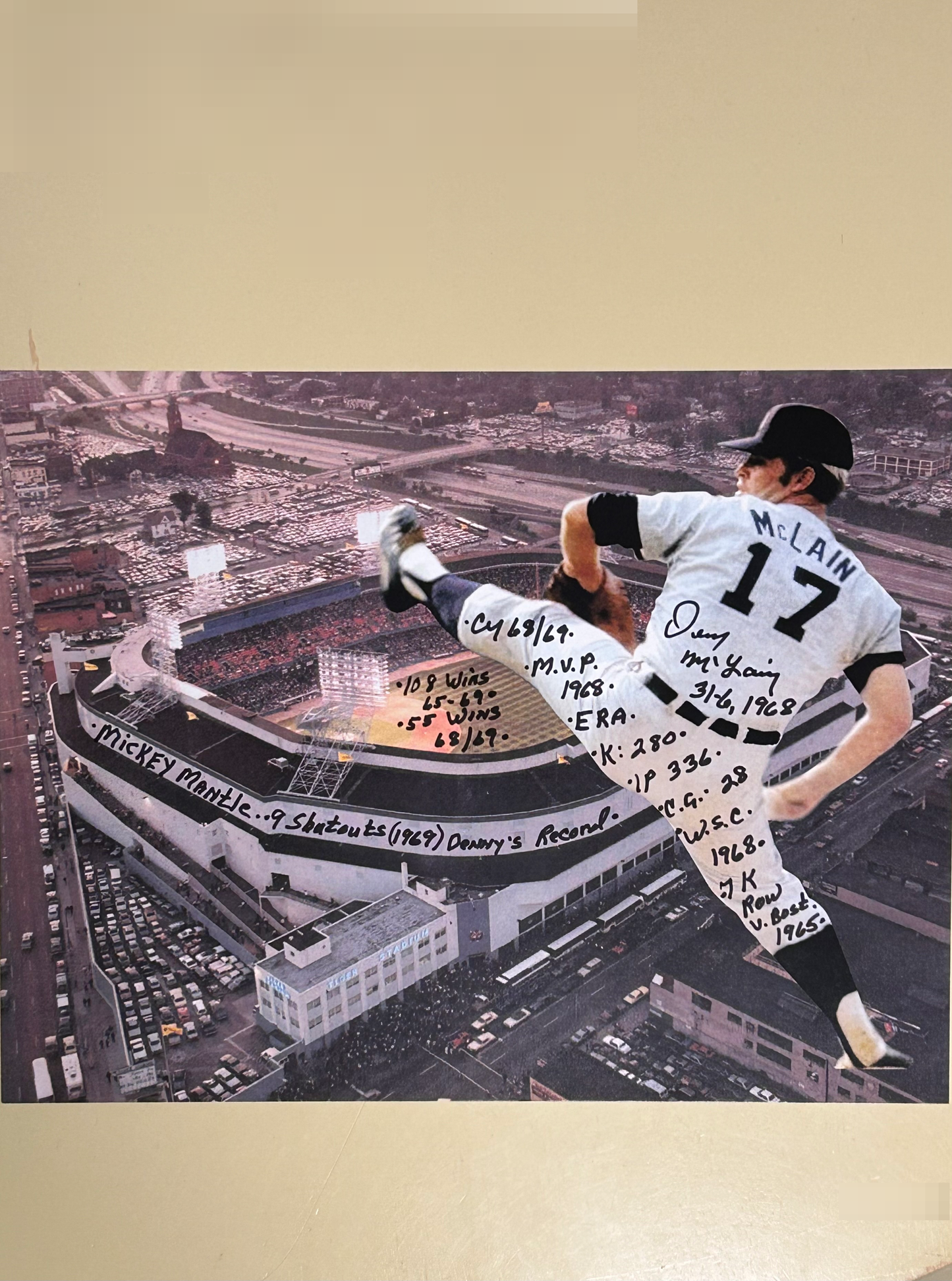 Autographed Denny McLain and the Greatest Stadium in Baseball 11x14