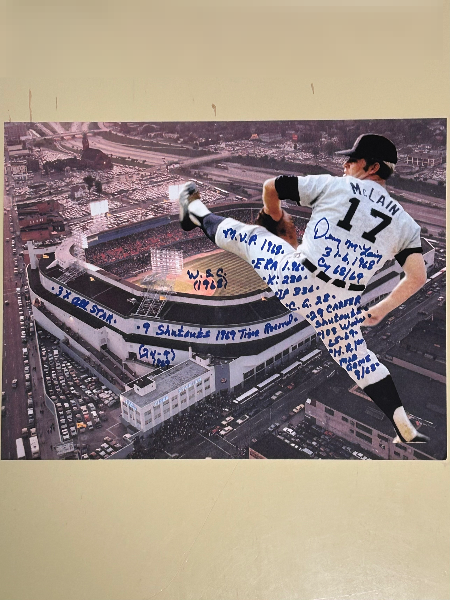 Autographed Denny McLain and the Greatest Stadium in Baseball 11x14