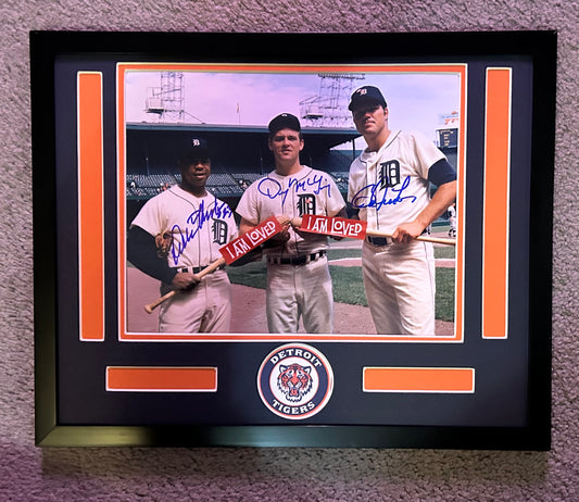 Autographed "I Am Loved" Freehan, Horton, McLain in Tigers Frame