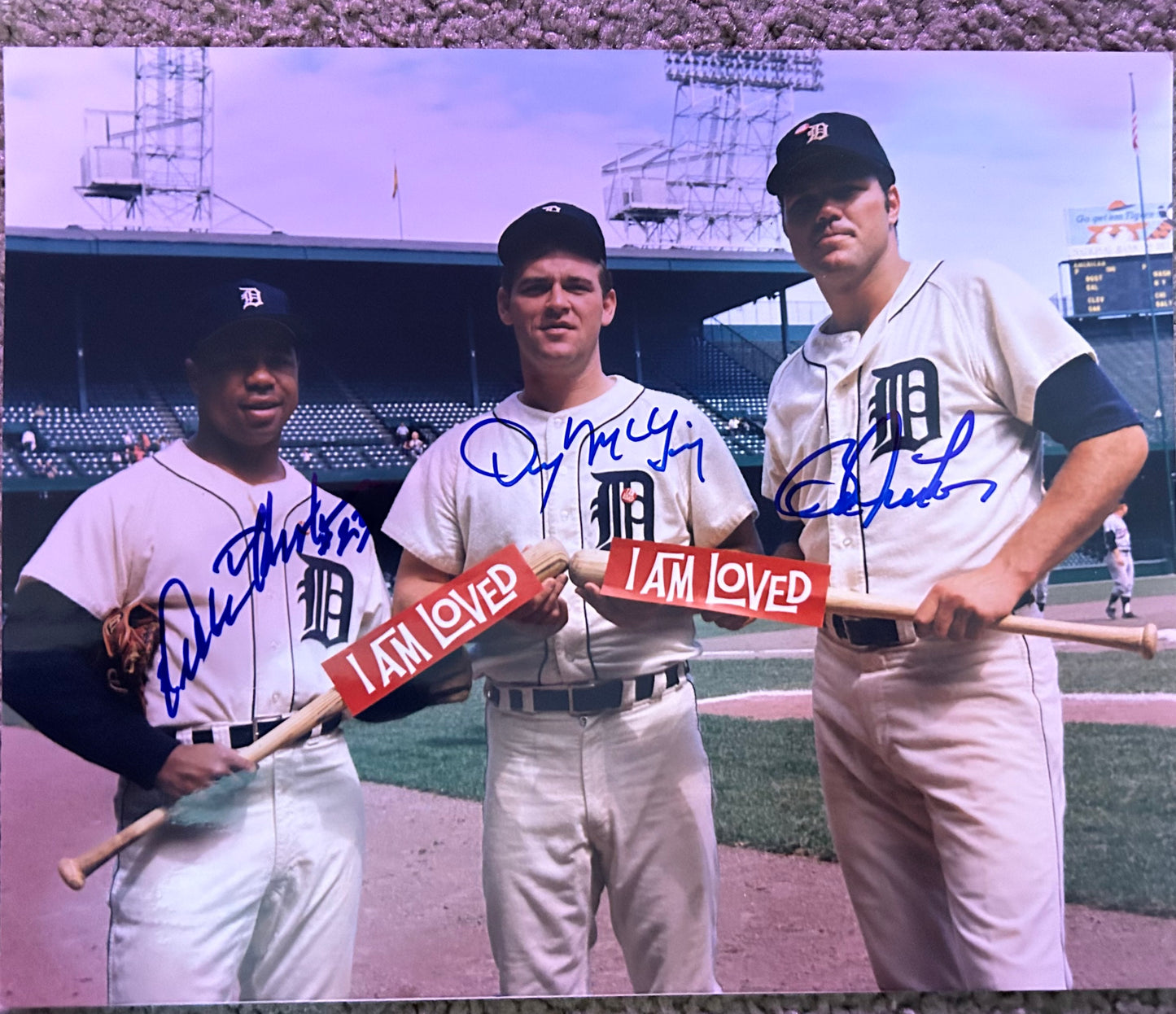 Autographed "I Am Loved" Freehan, Horton, McLain in Tigers Frame