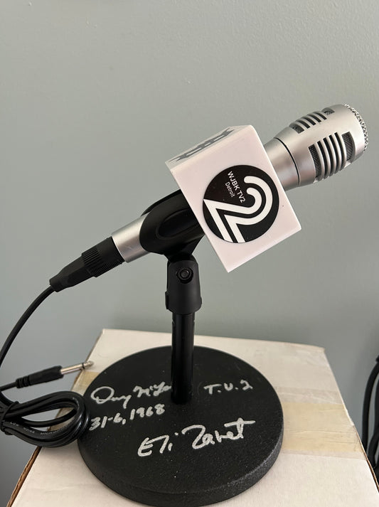 WJBK TV 2 microphone signed by Denny McLain and Eli Zaret