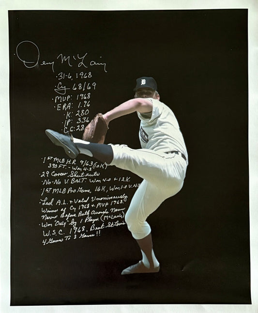 Signed Denny McLain High Kick Canvas Print 24x19